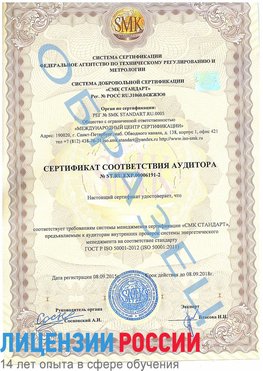 Образец сертификата соответствия аудитора №ST.RU.EXP.00006191-2 Ядрин Сертификат ISO 50001
